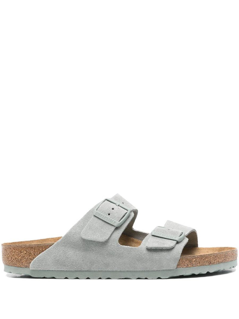 Birkenstock Green 'Arizona' Slippers In Suede