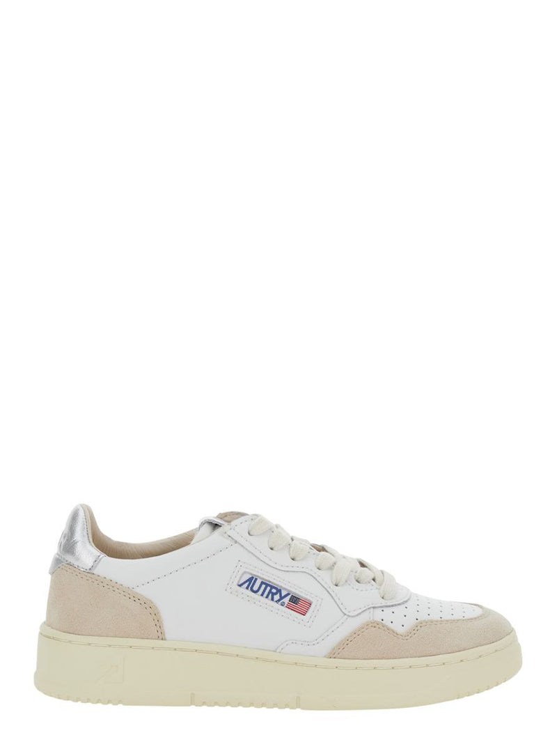 'Medalist' White Low Top Sneakers With Logo Patch On Tongue And Side In Leather Blend Woman