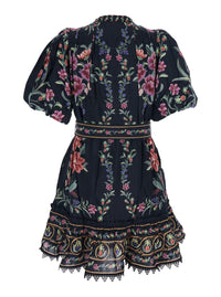Multicolor Dress With All-Over Floral Pattern And Ruffled Skirt In Fabric Woman