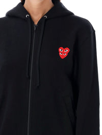 Comme Des Garçons Play Zipped Hoodie With Double Heart Patch
