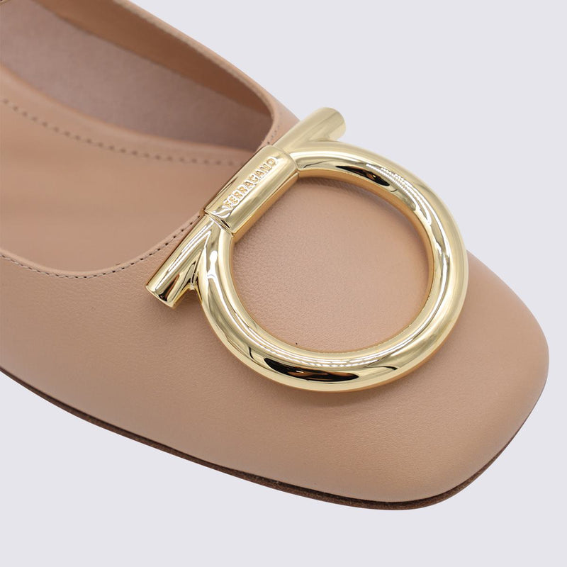 Salvatore Ferragamo Beige Leather Marry Pumps