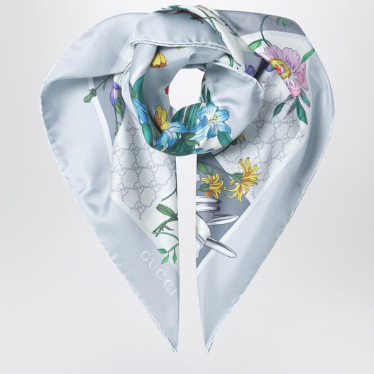 Gucci Twill Scarf With Flora Print
