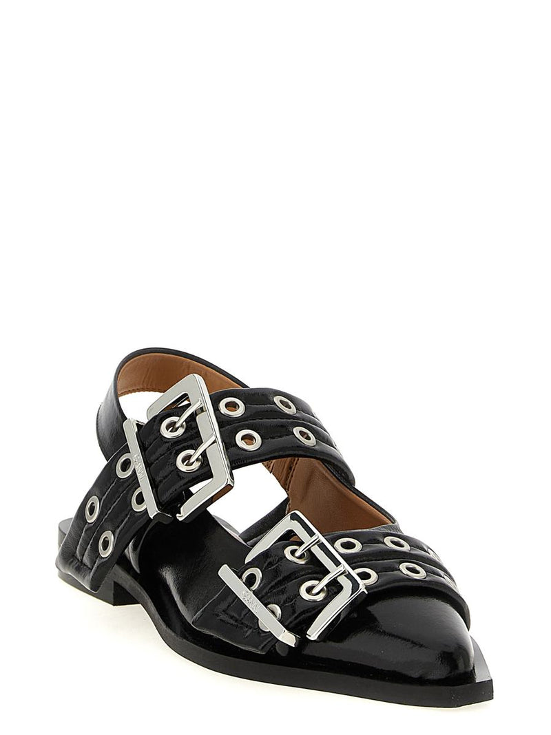 Ganni 'Black Feminine Buckle' Slingback