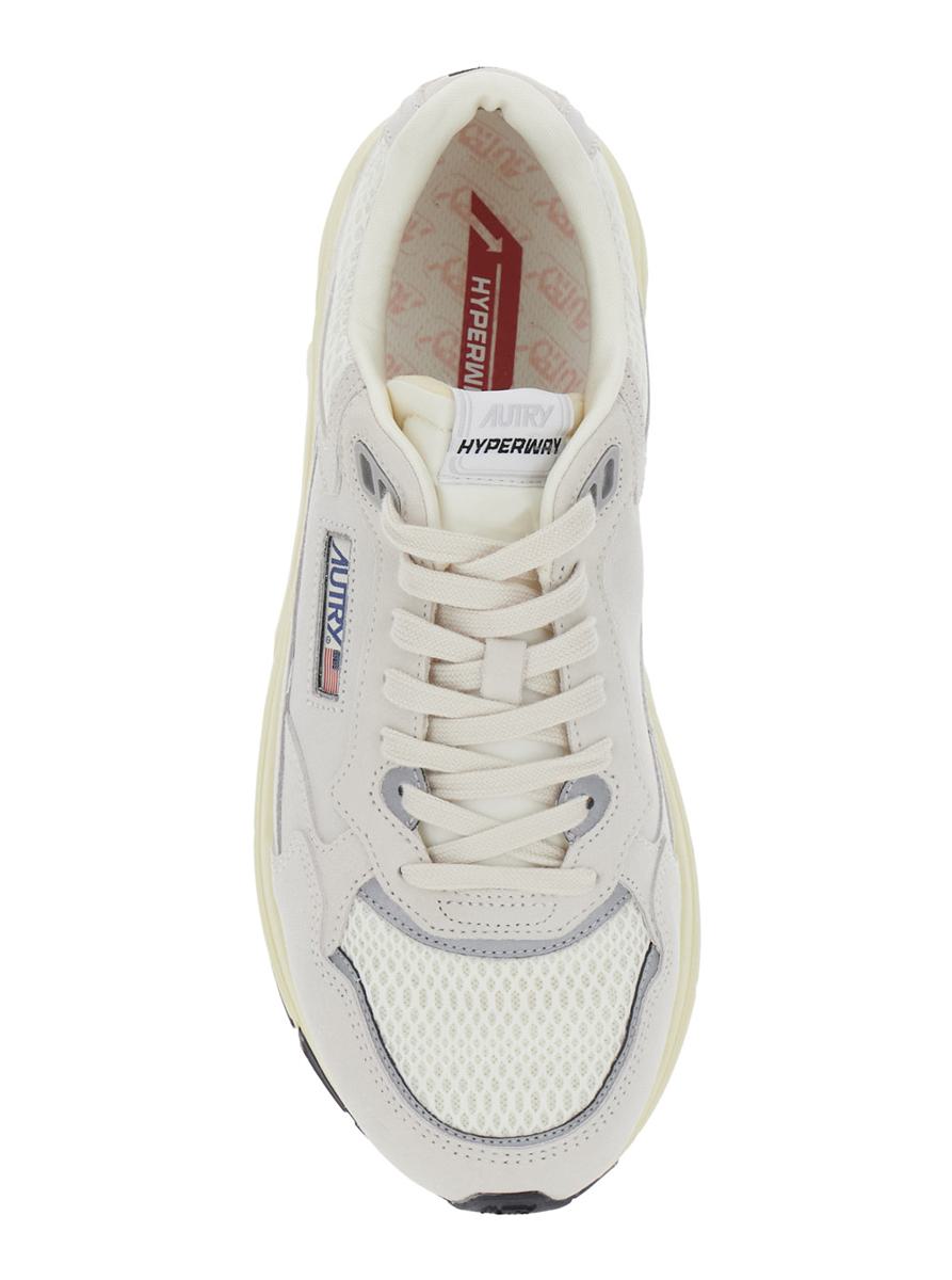 'Hyperway' White Low Top Sneakers With Logo Patch On Tongue And Side In Tech Fabric Man