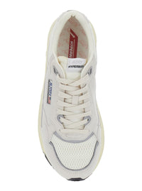 'Hyperway' White Low Top Sneakers With Logo Patch On Tongue And Side In Tech Fabric Man
