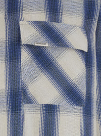 Blue Shirt With Classic Collar And All-Over Check Motif In Cotton Blend Man