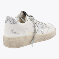 Golden Goose White And Silver Leather Ballstar 2 Sneakers