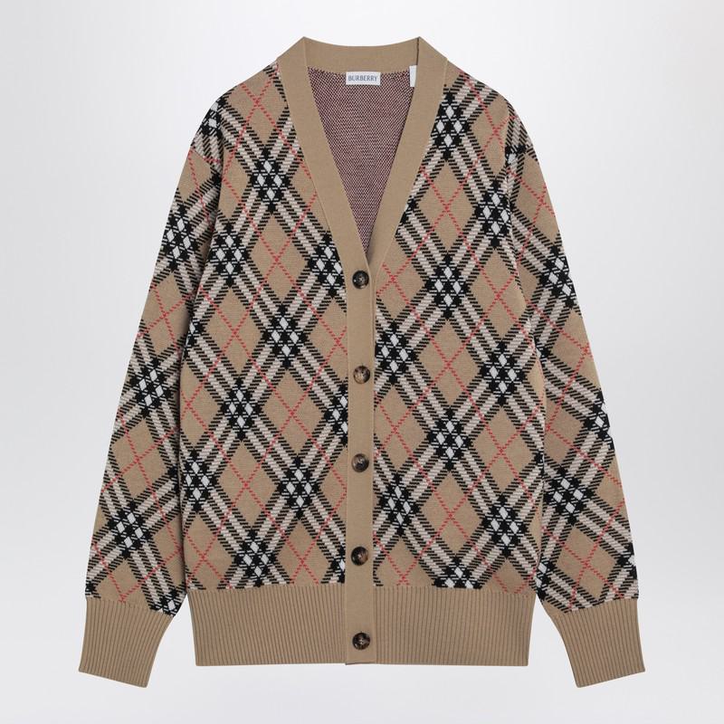 Burberry And Mohair Blend Check Cardigan