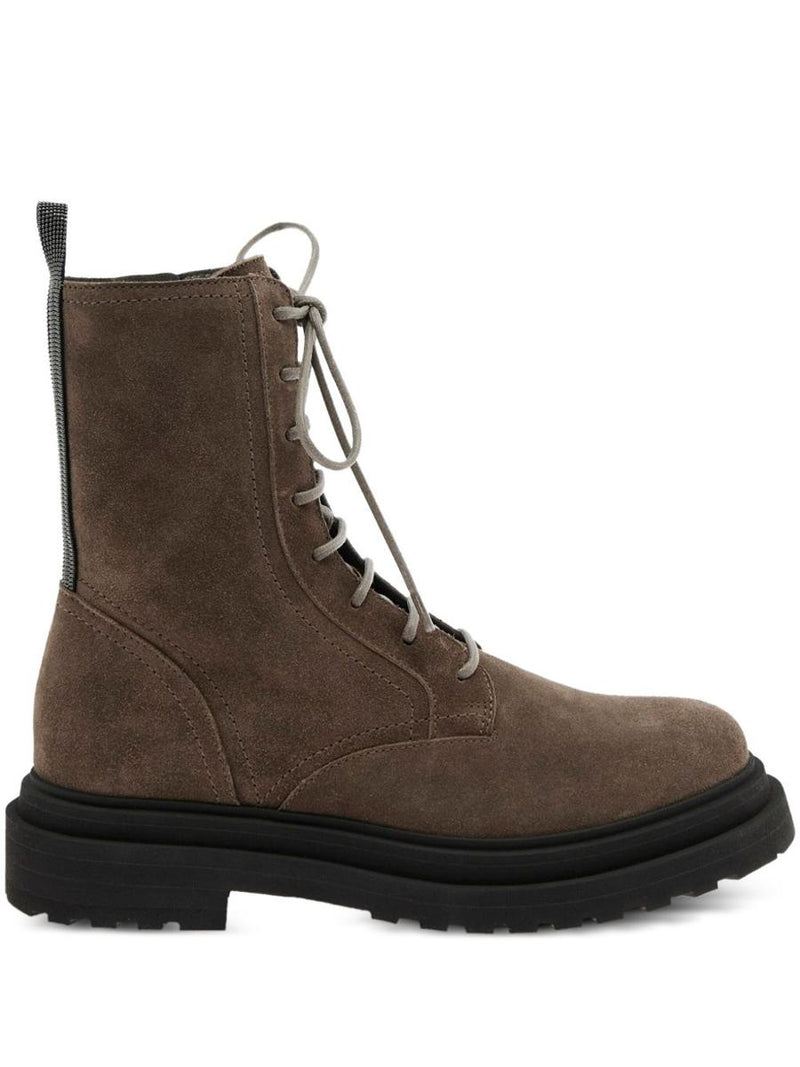 Brunello Cucinelli Suede Combat Boot