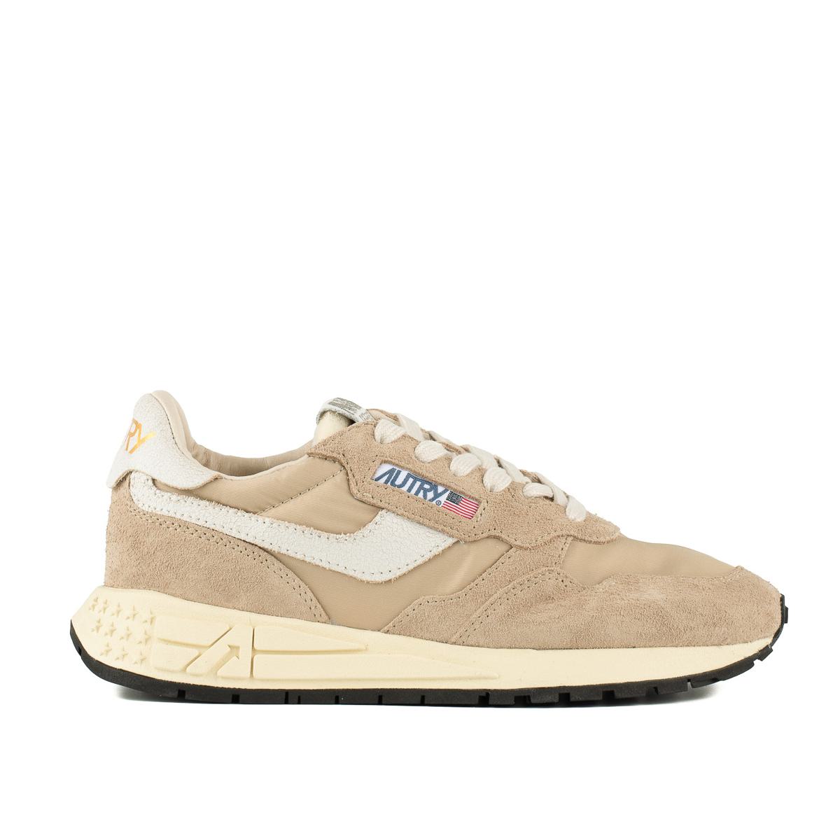 Autry Reelwind Low Nylon And Leather Craquele Pepper And White Sneakers