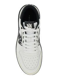 White Low Top Sneakers With Logo Patch On The Side And Contrasting Heel With Logo Lettering In Leather Man