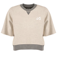 Autry Gray Melange Cotton Jersey Cropped Sweatshirt