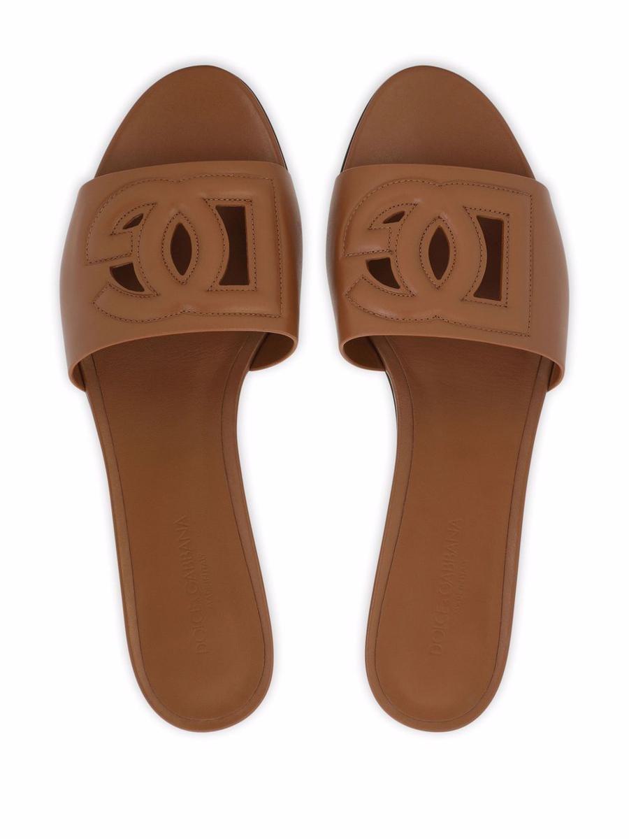 Dolce & Gabbana Brown Leather Slippers