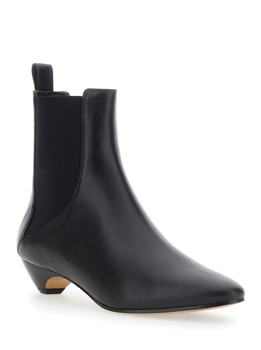 'Allegra Chelsea' Black Ankle Boots With Elastic Panels In Leather Woman