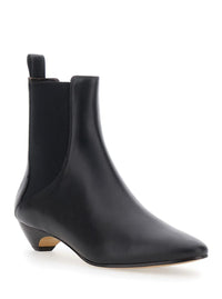 'Allegra Chelsea' Black Ankle Boots With Elastic Panels In Leather Woman