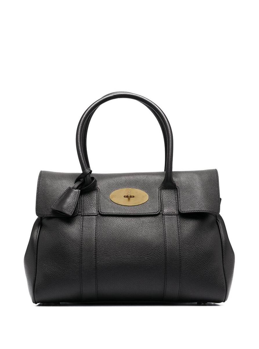 'Bayswater' Black Handbag With Twist-Lock Fastening In Grainy Leather Woman