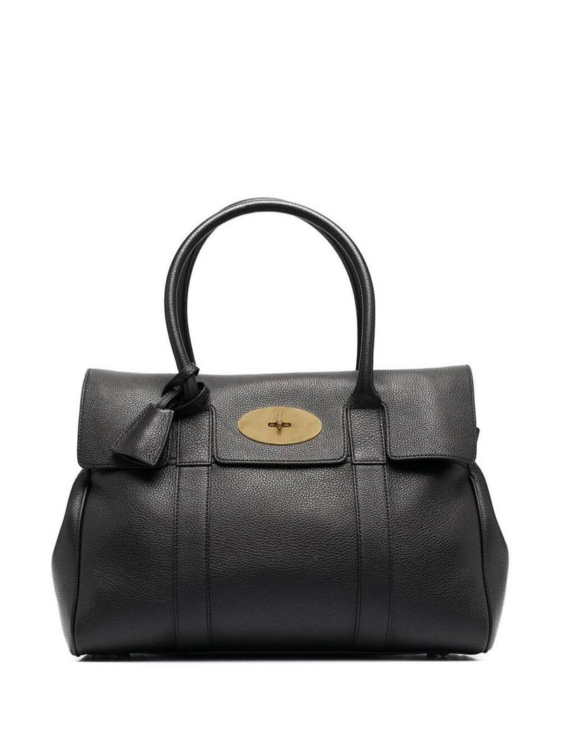 'Bayswater' Black Handbag With Twist-Lock Fastening In Grainy Leather Woman