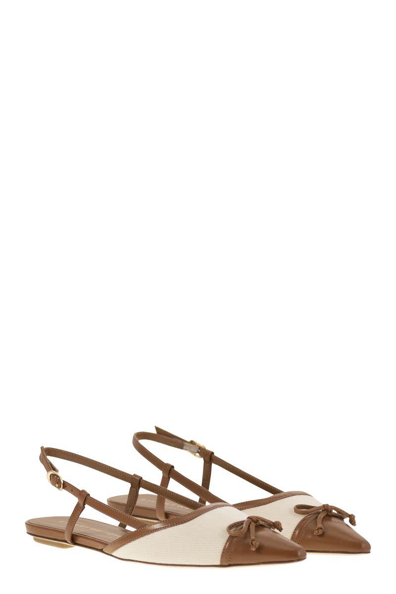 Stuart Weitzman Kitty - Leather And Linen Slingback