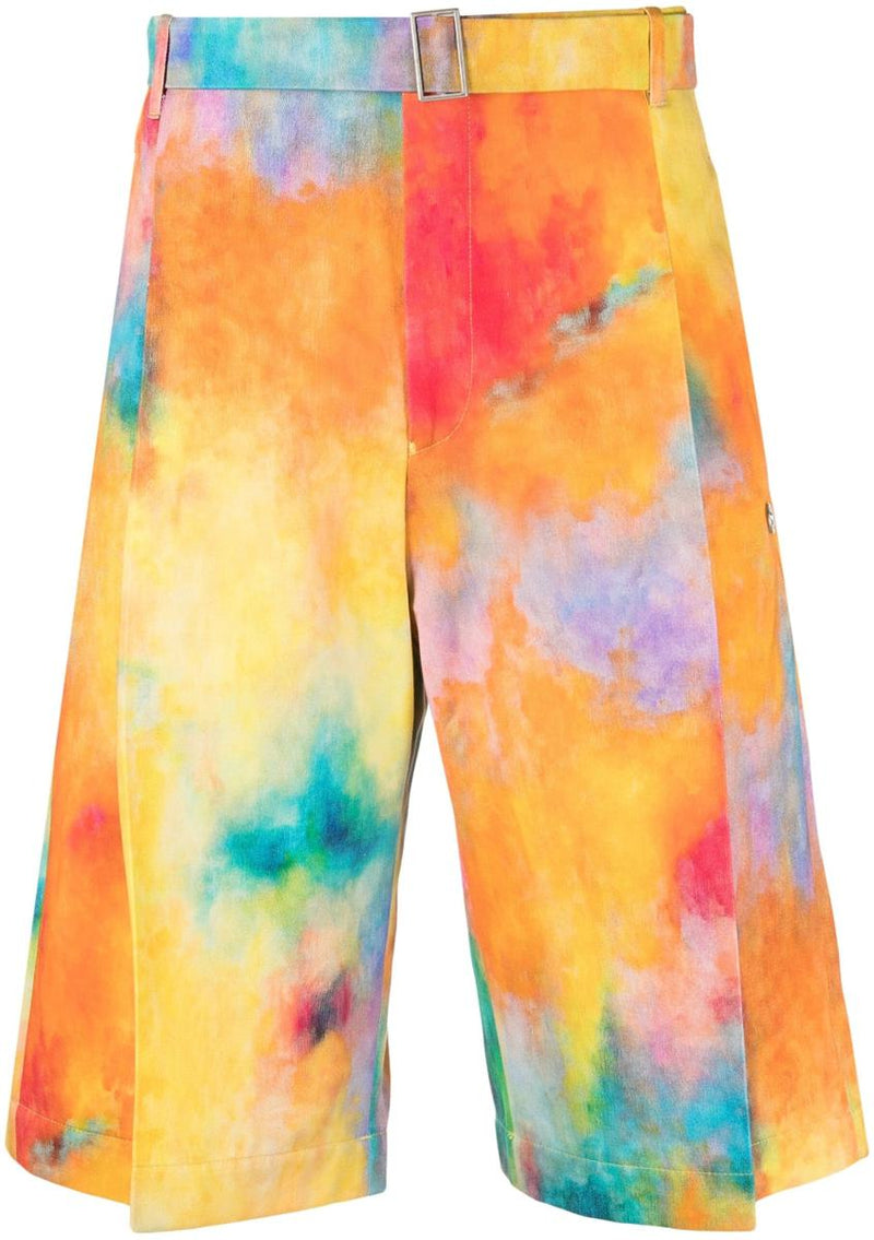 Études Tie-Dye Print Cotton Shorts