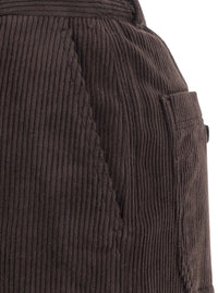 Brown Pants With Belt Loops And Wide Leg In Corduroy Woman