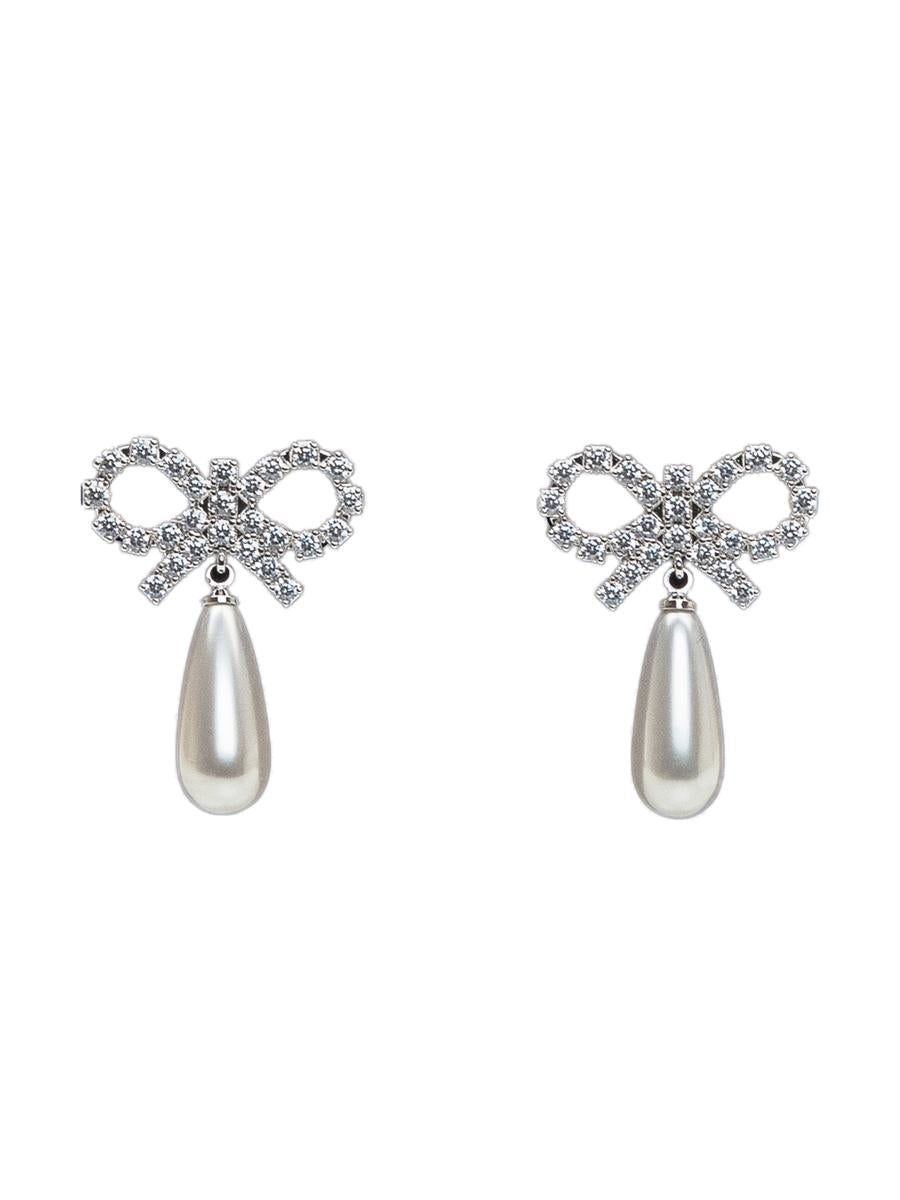 Self-Portrait Earrings With Bow And Pearl