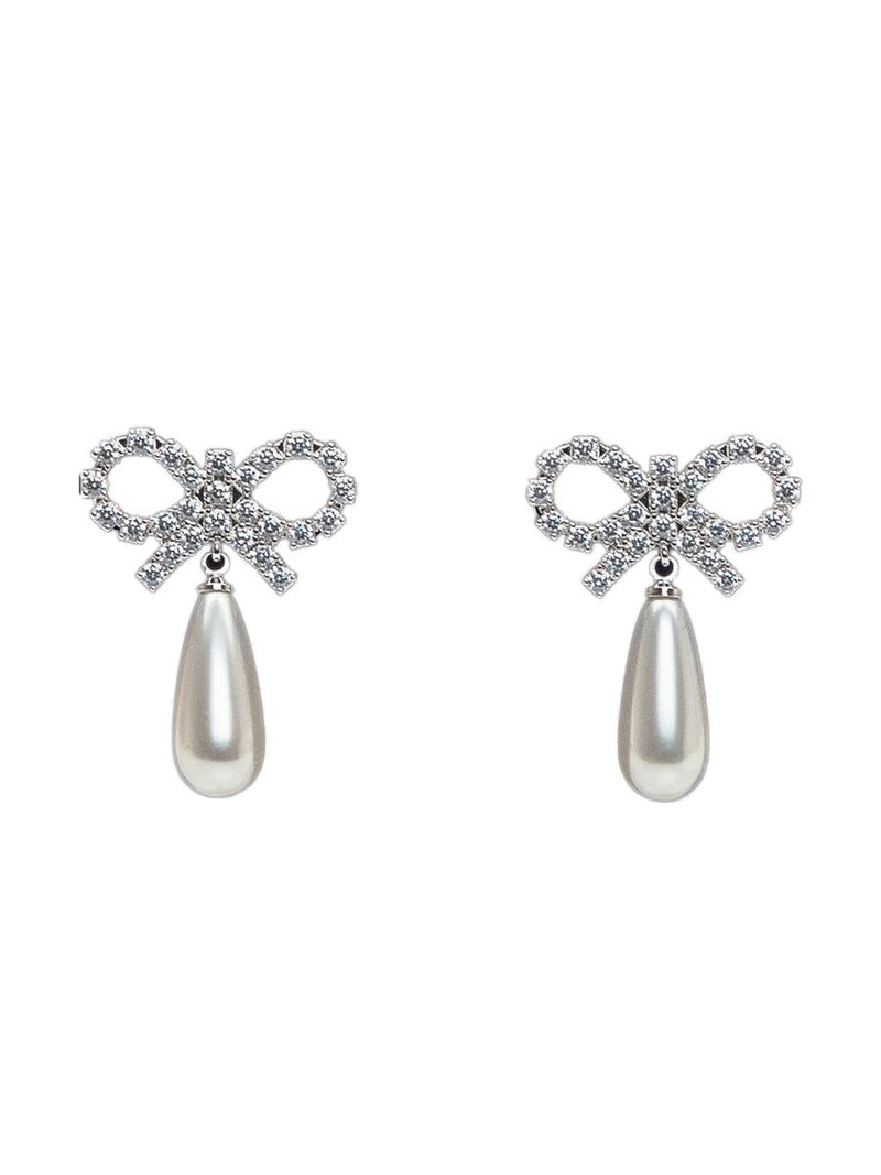 Self-Portrait Earrings With Bow And Pearl