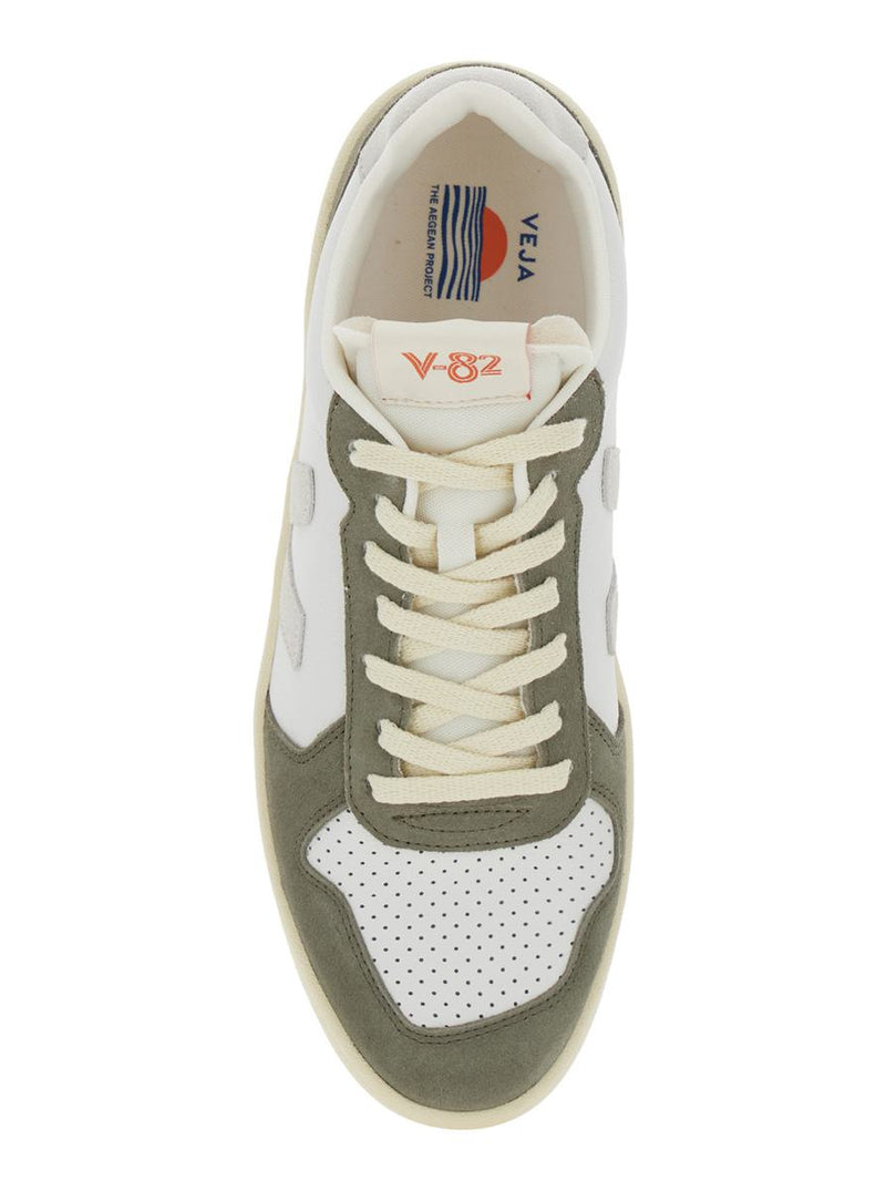 'V-82' Green Low Top Sneakers With Logo Patch On Tongue And Side And Logo Lettering On The Heel In Leather Unisex