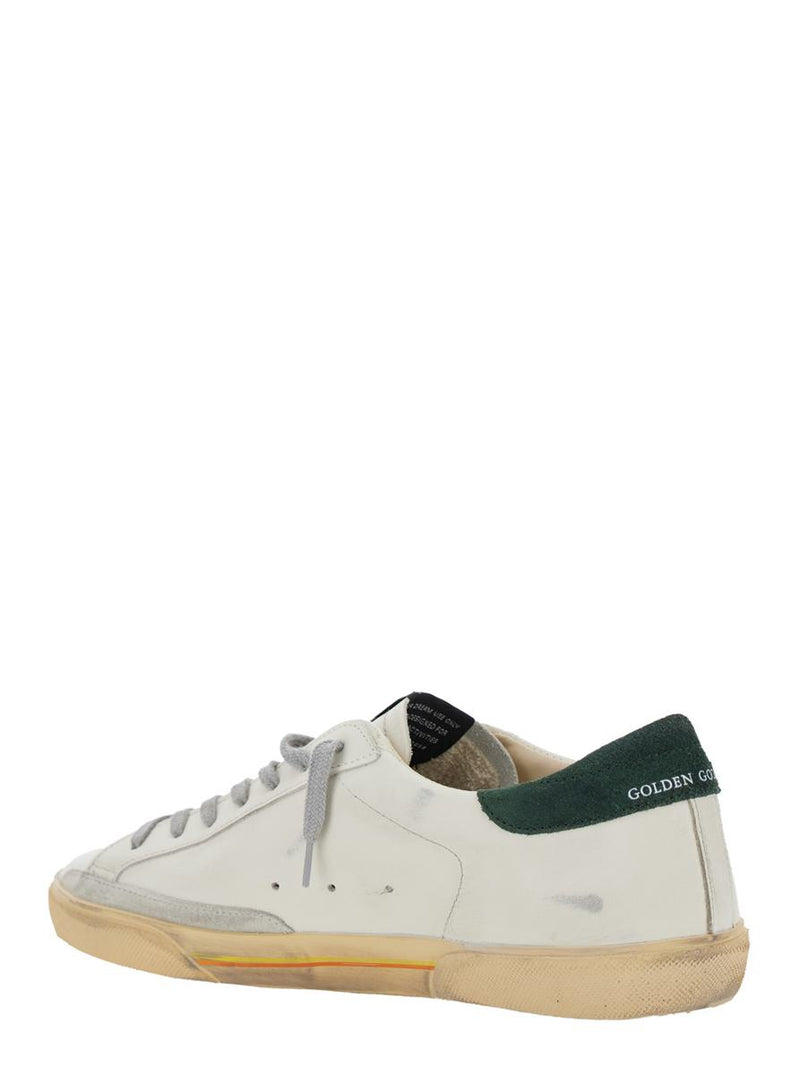 'Superstar' White Low Top Sneakers With Contrasting Heel And Logo Patch On The Tongue In Leather Man