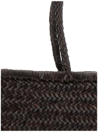 'Bamboo Triple Jump' Brown Tote Bag In Woven Leather Woman