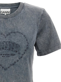 Ganni 'Grey Washed Heart' T-Shirt
