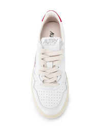 Autry Medalist Low Sneakers In White And Red Leather Shoes