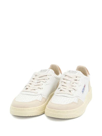 Autry Medalist Low Sneakers In White And Brown Sugar Suede And Leather Shoes