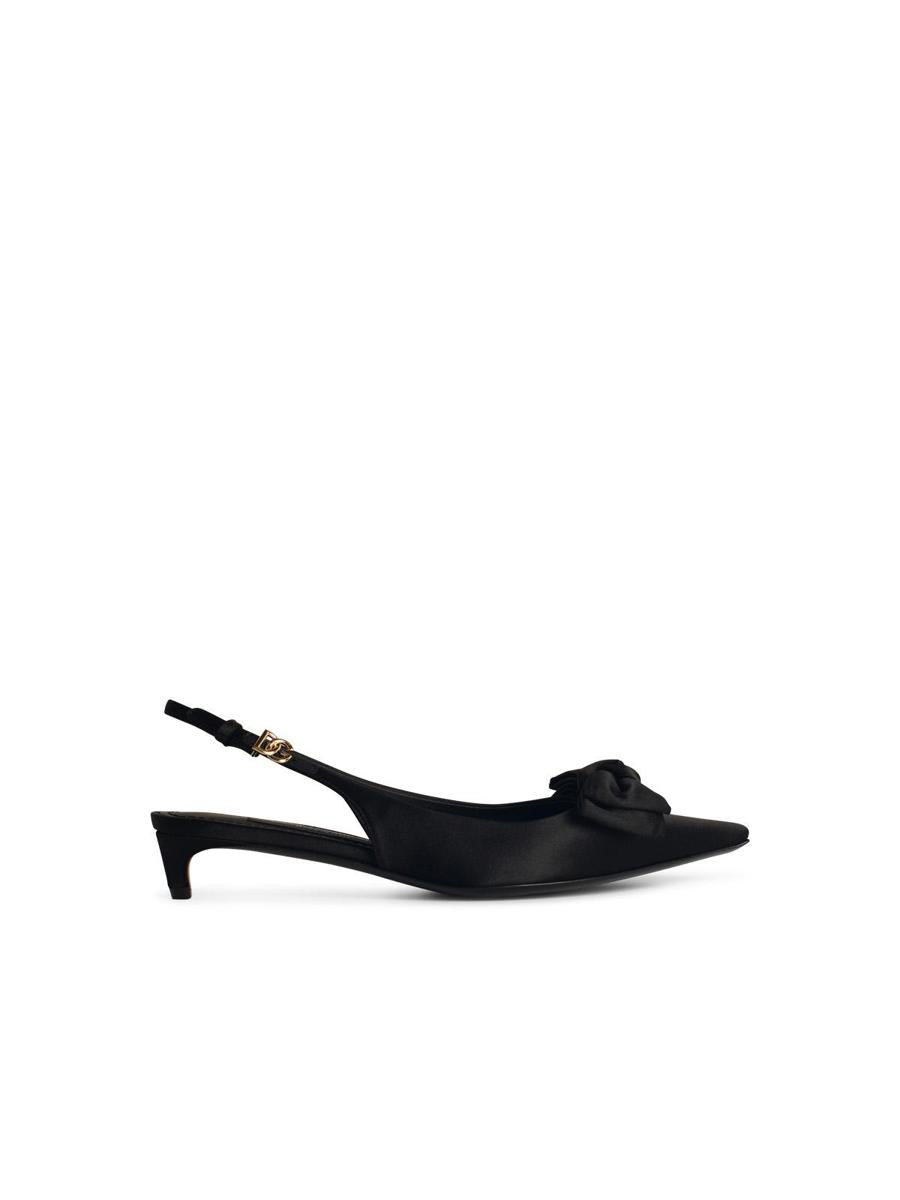 Dolce & Gabbana Black Silk Blend Slingbacks