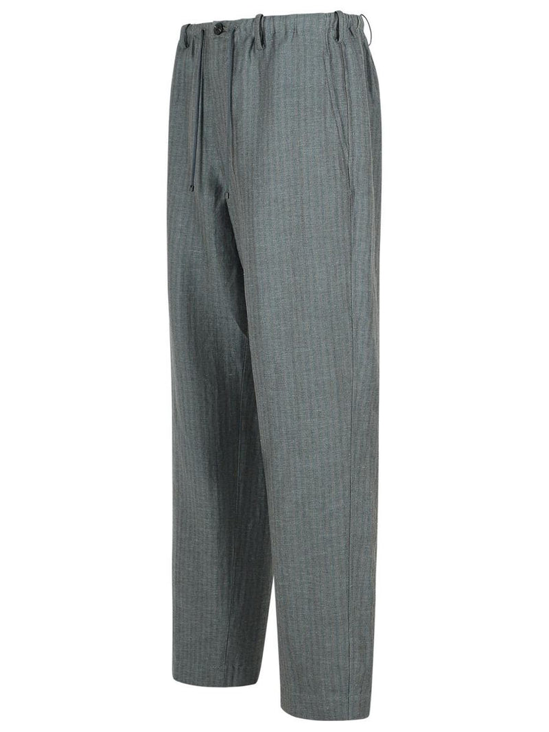 Dries Van Noten 'Penny' Grey Linen Blend Trousers