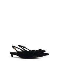 Dolce & Gabbana Black Silk Blend Slingbacks