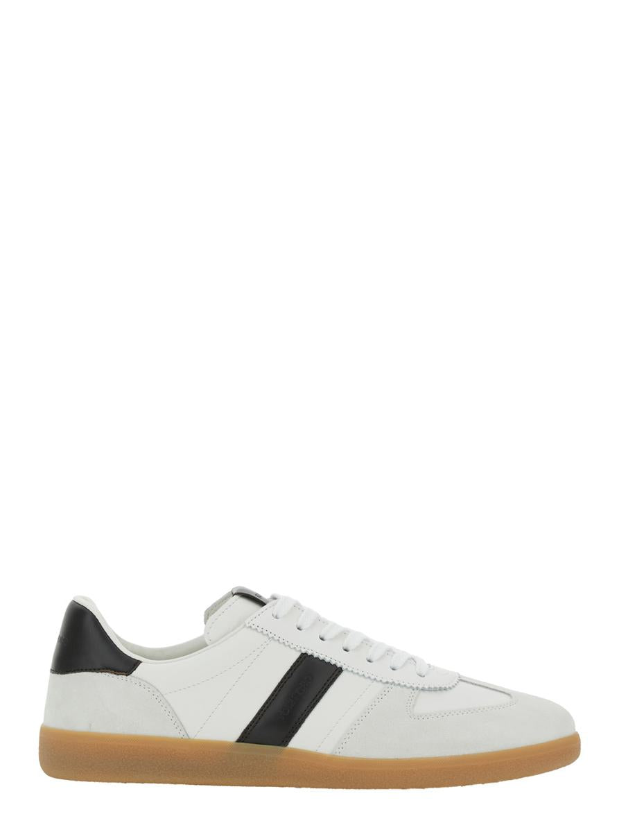 'Archer' White Low Top Sneakers With Logo Lettering On Tongue And Heel And Contrasting Heel In Leather Man