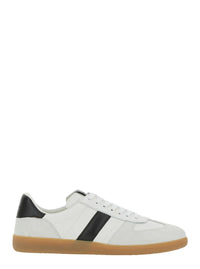'Archer' White Low Top Sneakers With Logo Lettering On Tongue And Heel And Contrasting Heel In Leather Man