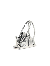 The Attico 'Top Handle La Passeggiata Small' Silver Leather Bag