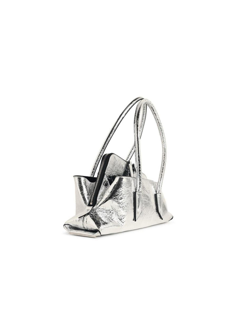 The Attico 'Top Handle La Passeggiata Small' Silver Leather Bag
