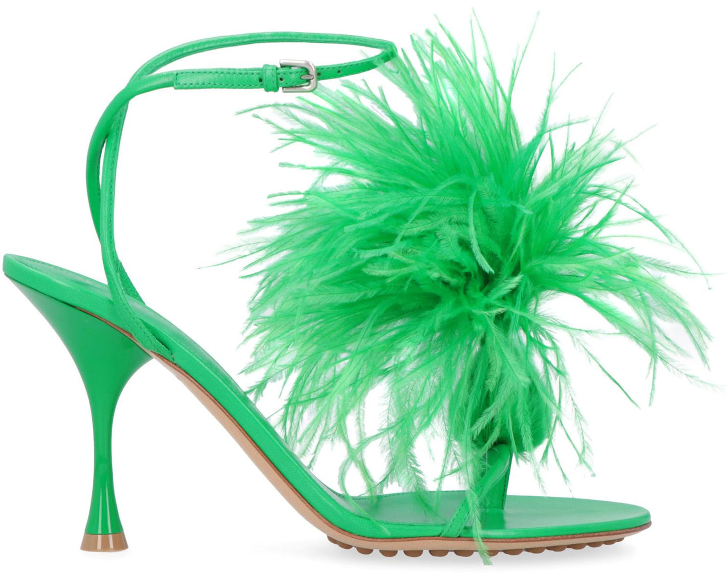 Bottega Veneta Dot Leather Sandals With Feathers