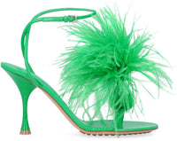 Bottega Veneta Dot Leather Sandals With Feathers