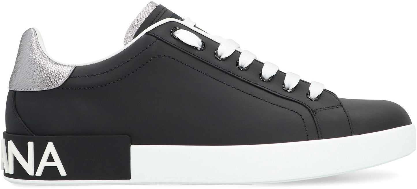 Dolce & Gabbana Portofino Spoiler Leather Low-Top Sneakers