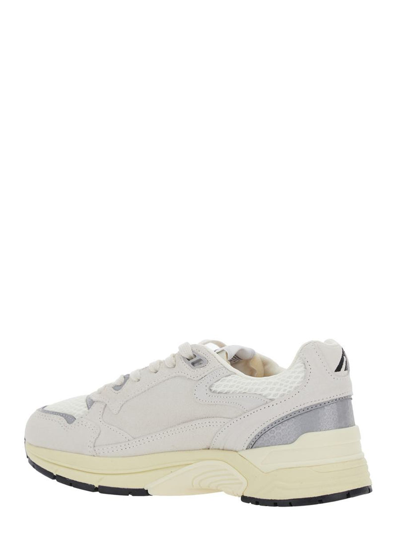 'Hyperway' White Low Top Sneakers With Logo Patch On Side And Tongue In Suede And Mesh Woman