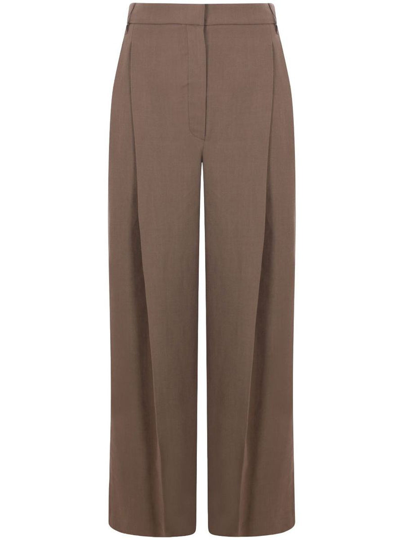 Brunello Cucinelli Wide Leg Pants In Brown