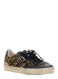 'Soul-Star' Brown Low Top Sneakers With Leopard Prinint And Contrasting Heel With Logo Lettering In Leather Woman