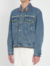 Bead-Embroidered Denim Jacket