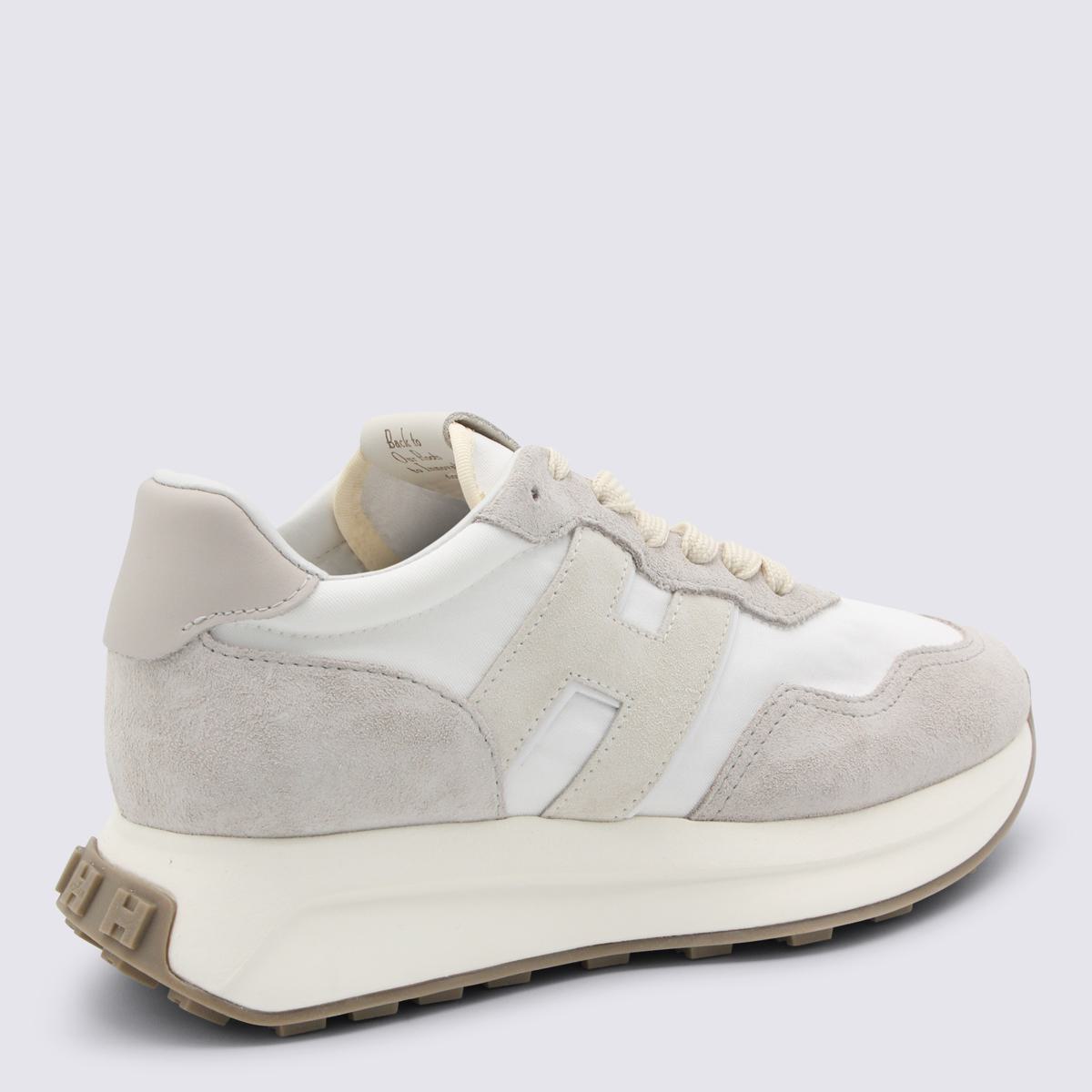 Hogan White And Beige Leather Sneakers