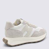 Hogan White And Beige Leather Sneakers