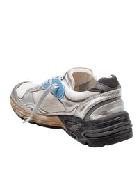 Golden Goose Upper In White Mesh And Silver Laminated Leather