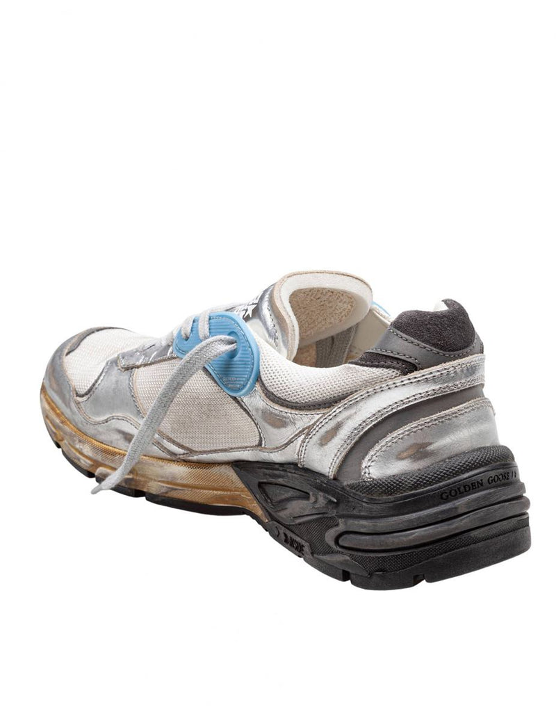 Golden Goose Upper In White Mesh And Silver Laminated Leather